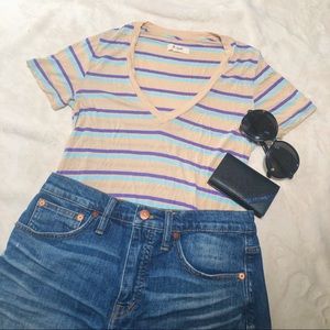 MADEWELL - SUPER SOFT striped v-neck tee